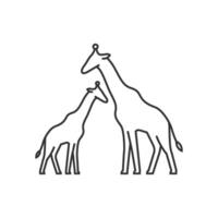 Giraffe icon in thin outline style vector