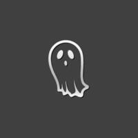 Halloween ghost icon in metallic grey color style. Spooky fear frighten vector