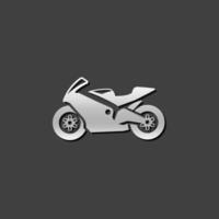 Motorcycle icon in metallic grey color style. Sport speed race vector