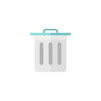 Trash bin icon in flat color style. Garbage can clean office bucket vector