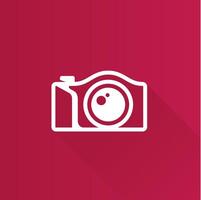 Camera flat color icon long shadow vector illustration