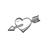 Hand drawn sketch icon arrow heart vector