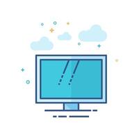 Desktop computer icon flat color style vector illustration