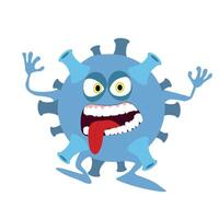 Character funny coronavirus molecula. Vector microbe monster, bacterium organism virus pneumonia illustration. Mascot coronavirus, covid-19