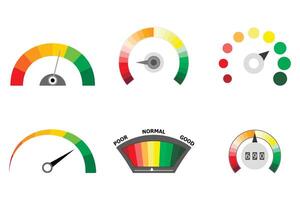 conjunto de indicadores espectro dispositivo medida crédito puntaje. vector crédito indicar medida, electricidad poder nivel y tablero evaluación ilustración