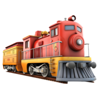 ai gerado 3d Renderização do uma colorida trem em transparente fundo - ai gerado png