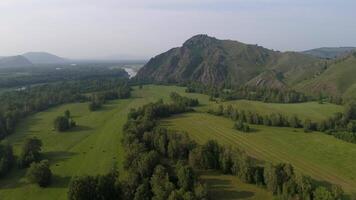 Summer Aerial View of River and Mountains video