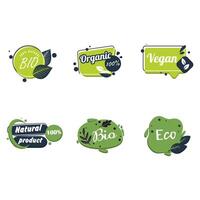 Nature food tag, healthy eco vegan logo, nutrition bio sticker, green collection veggie badge, vegetarian icon guaranteed. Vector illustration. Healthy eco vegan bio, organic symbol