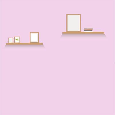 Template interior wall with shelf and pictures. Blank page, gallery modern with empty palce for text