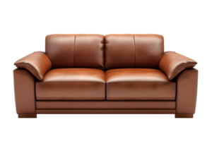 AI generated Brown leather sofa isolated on transparent background png