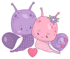 Sticker couple snails in love png