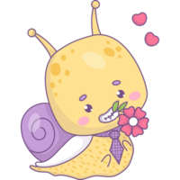 Snail boy  with flower png