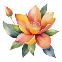 AI generated Watercolor floral illustration with vibrant colors, for wedding stationary, greetings, wallpapers, fashion, transparent background. png