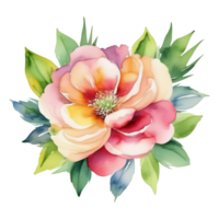 AI generated Watercolor floral illustration with vibrant colors, for wedding stationary, greetings, wallpapers, fashion, transparent background. png