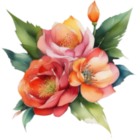 ai généré aquarelle floral illustration avec vibrant couleurs, pour mariage Stationnaire, salutations, fonds d'écran, mode, transparent Contexte. png