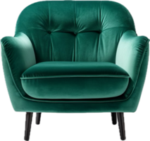 AI generated green velvet armchair png