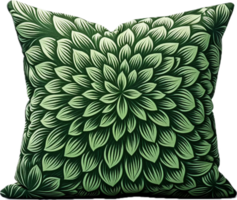 ai généré vert oreiller avec une floral modèle png