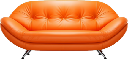 ai gegenereerd modern oranje leer sofa PNG