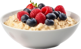 AI generated bowl with tasty oatmeal berries png