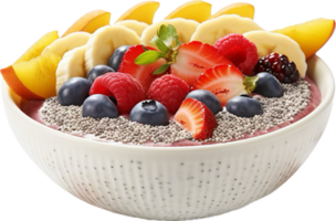 AI generated smoothie bowl fresh berries banana and chia seeds png