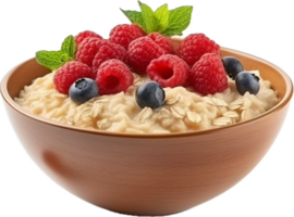 AI generated bowl with tasty oatmeal berries png