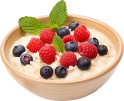 AI generated bowl with tasty oatmeal berries png