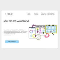 Agile project management landing page website. Illustration of methodology organization business, kanban strategy, process develop software, management model concept, vector project planning progress