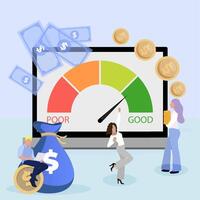 Excellent credit score to get bank loan to do business. Vector loan rating, score credit excellent, financial bank report illustration