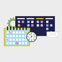 Process of management doing task, kanban analysis plan and control, predict progress manage to done project. Time management using deadline to do list, calendar and task board. Vector illustration