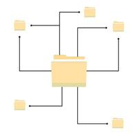 Work cloud network, document flow and synchronization chart. Vector chart document network graph, business structure connection folders, flow data local illustration