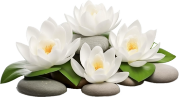 AI generated spa stones white lotus flowers png