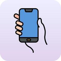 Hands holding mobile phone Vector Icon