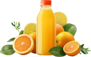ai genererad flaska av färsk juice med orange png