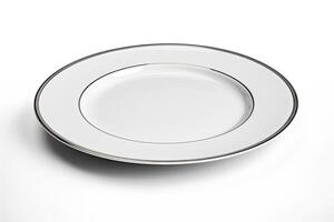 ai generado platino elegancia hueso China cena platos aislado en blanco antecedentes foto