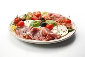 AI generated The Antipasto Plate Isolated On White Background photo