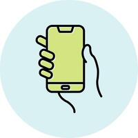 Hands holding mobile phone Vecto Icon vector