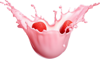 ai généré fraise Lait éclaboussure png