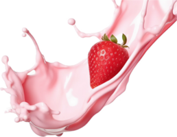 ai généré fraise Lait éclaboussure png