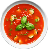 AI generated tomato soup with fresh basil and cucumber png