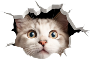 AI generated cat looking torn hole png
