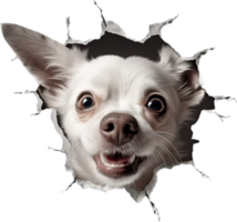 ai gegenereerd hond op zoek gescheurd gat PNG