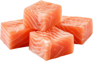 AI generated slices of fresh salmon cube png