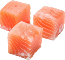 AI generated slices of fresh salmon cube png