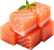 AI generated slices of fresh salmon cube png