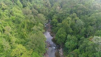 Drone Soaring Above River Towards Waterfalls video