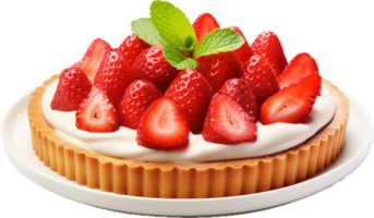 AI generated strawberry tart with whipped cream and fresh berries png