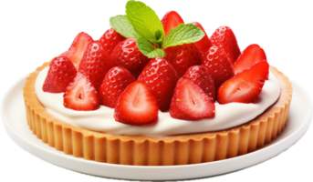 ai généré fraise Tarte avec fouetté crème et Frais baies png