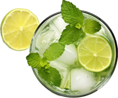 AI generated top view of mojito cocktail alcohol drink png