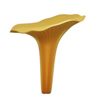 Isolated yellow chanterelle mushroom, 3d rendering, cut out png