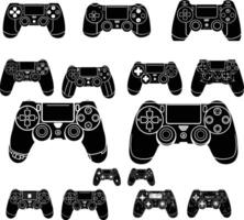 conjunto de juego controlador siluetas ilustración vector